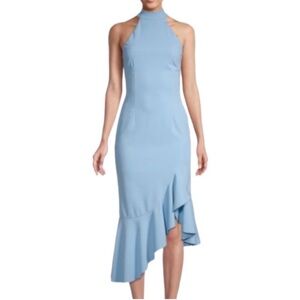 THE FASHION POET ​High-Neck Ruffle-Trim Dress size Medium ice blue